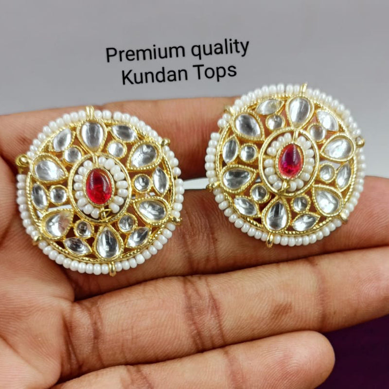 Karatcart Gold Plated Pink Meena Green Beads Kundan Stud Earrings for Women  : Amazon.in: Fashion